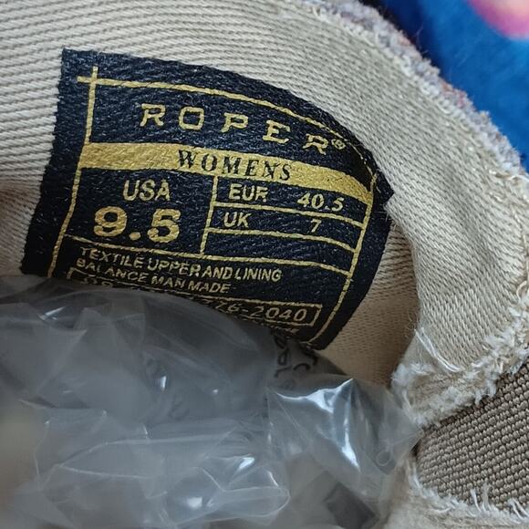 Roper Daisy Driving Moccasins Women's 9.5 Tan Canvas Southwestern Slip On - Picture 9 of 9